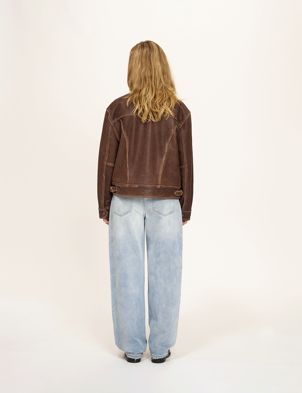 Aged Heavy Wash Leather Jacket
