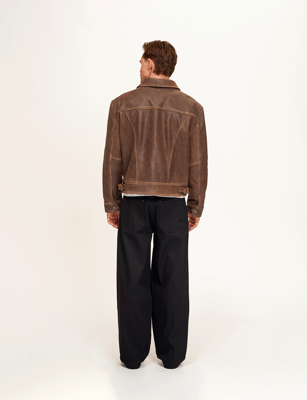 Aged Heavy Wash Leather Jacket