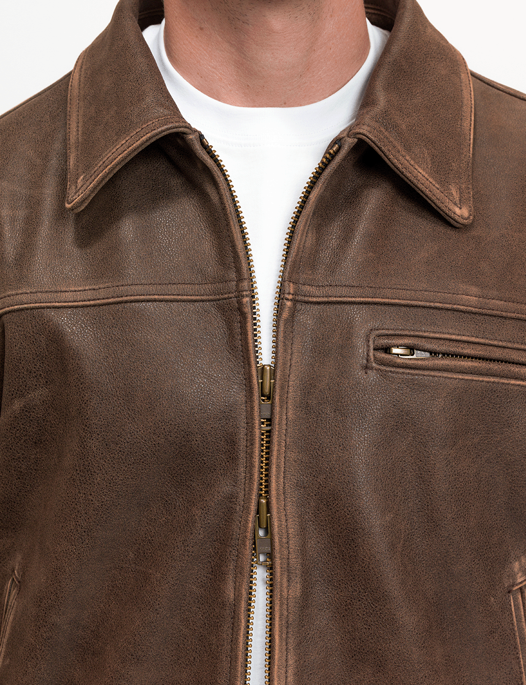 Aged Heavy Wash Leather Jacket