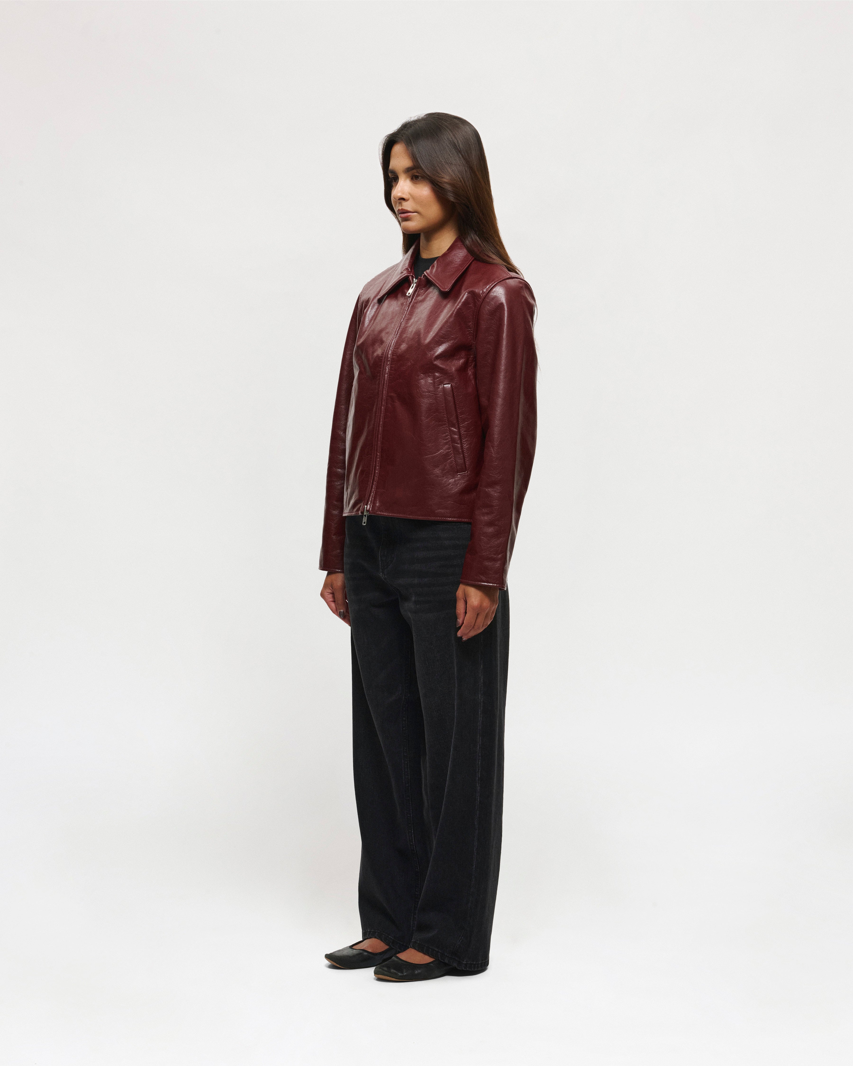 Linea Leather Jacket (Bordeaux) | Mutimer – Mutimer