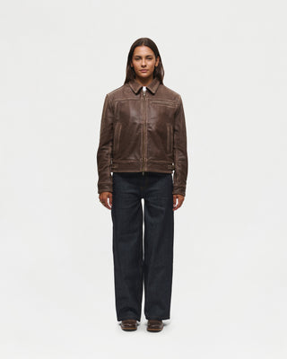 Aged Heavy Wash Leather Jacket