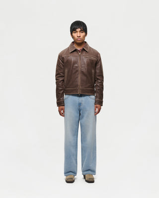 Aged Heavy Wash Leather Jacket