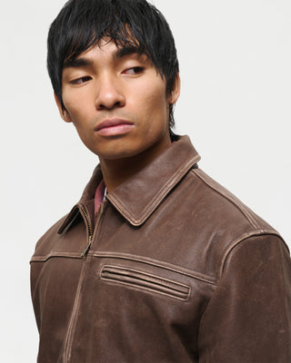 Aged Heavy Wash Leather Jacket