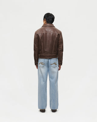 Aged Heavy Wash Leather Jacket