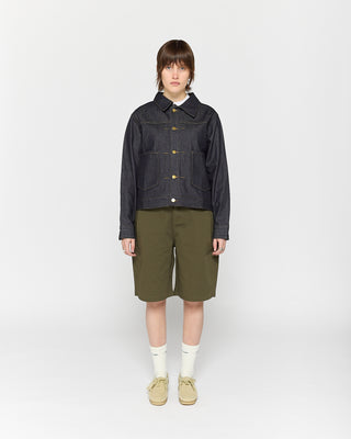 Olive Side Pleat Shorts