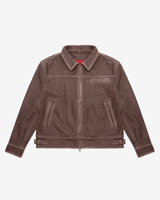 Aged Heavy Wash Leather Jacket