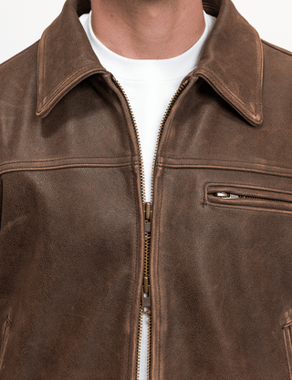 Aged Heavy Wash Leather Jacket