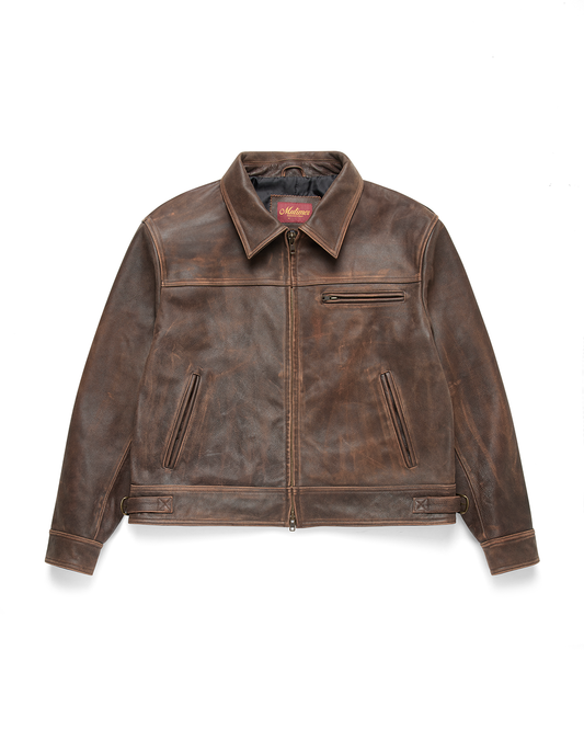 Aged Heavy Wash Leather Jacket