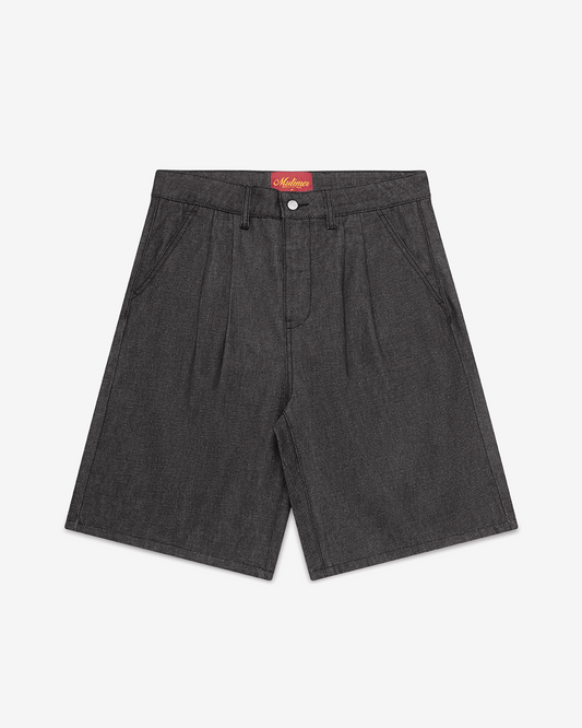 Raw Black Pleated Shorts