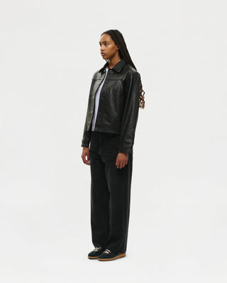 Universal Trucker Jacket (Black Leather)