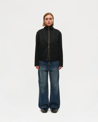 Waxed Windbreaker Jacket (Black)