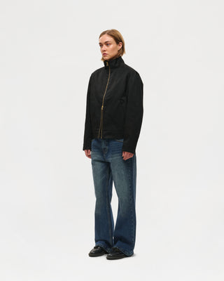 Waxed Windbreaker Jacket (Black)
